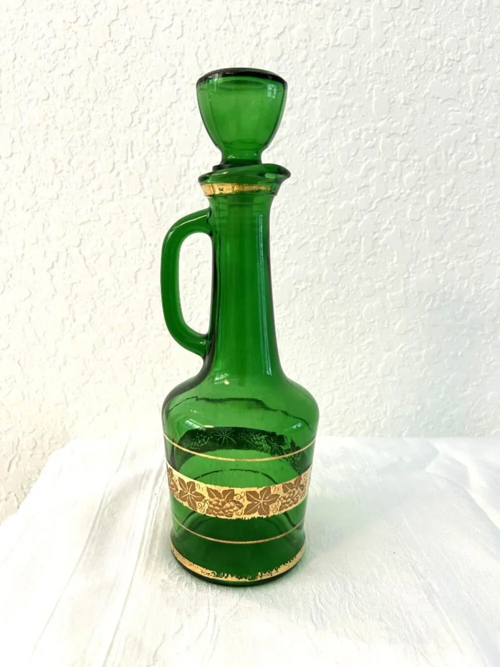 Mid-Century Italian Emerald Green Glass Decanter